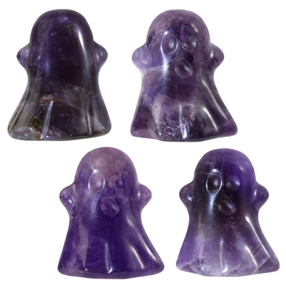 Rockcloud 2 PCS Crystal Stone Amethyst Ghost Pocket Stones Halloween Figurine Ghost Statue Ornament Party Decoration Supplies