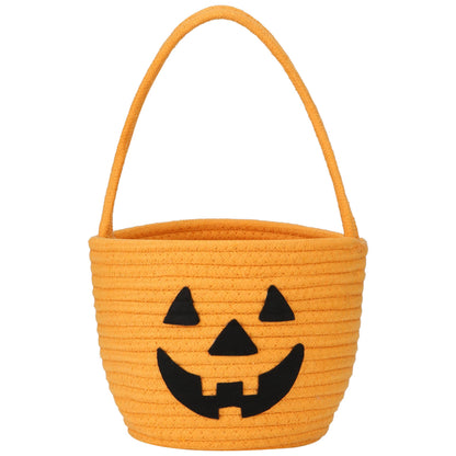 Pro Goleem Halloween Basket for Kids, Small Pumpkin Bucket for Candy, Orange Halloween Decorations, Cute Trick or Treat Boo Basket