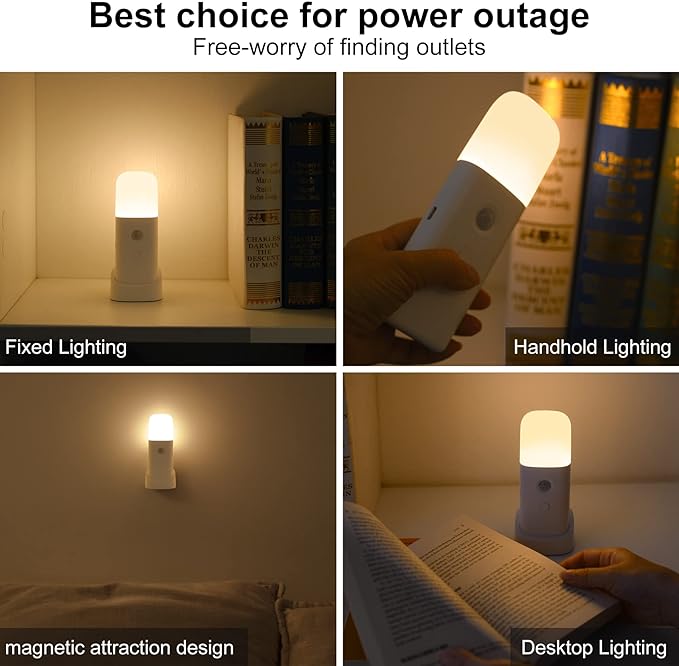 CREWEEL Motion Sensor Night Light, Dimmable Night Lights with 5 Brightness Levels, 2000mAh Rechargeable Battery Operated Light, Portable Motion Sensor Light for Kids Room, Bedroom, Hallway