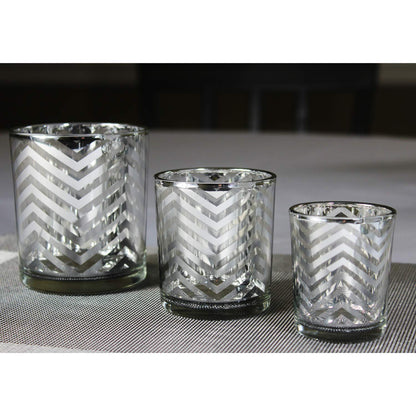 Seraphic Glass Votive Tealight Candle Holders in Bulk for Table Centerpiece Wedding Decor, Silver, 2.75" Tall, Set of 12