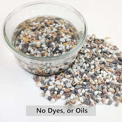 YISZM 2LB Succulent and Cactus Gravel Pebbles, 1/5 Inch Natural Decorative Polished Stones, River Rocks for Vases, Aquariums, Terrarium and Outdoor Gardening, Mixed Color