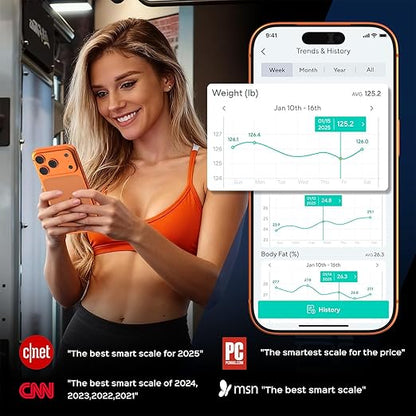 Wyze Smart Scale X Butterfly - Bathroom Scale for Body Weight, BMI, Body Fat, Muscle Mass, Accurate Bluetooth Digital Scale for Body Composition Analyzer | Sync Health Apps | ITO Glass, 400 lbs, Black
