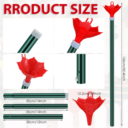 Tioncy Christmas Tree Watering System with Poinsettia Wide Opening Design Stainless Steel Christmas Tree Watering Funnel with Long Funnel Spout for Indoor and Outdoor Trees (Red)