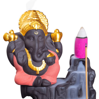 Little Ganesha Statue,Ganapati Ganesh Statue in Incense Holders-Ganpati Idol,Ganesa Statue,Ganesha Figurine,Elephant God,Elephant Buddha,Lord of Success-Ceramic Ganesha Pottery Ganesha-for Home Decor