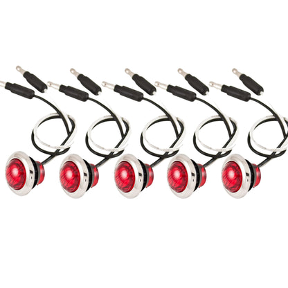 All Star Truck Parts 3 LED Chrome Ring Indicator Light 3/4in Red Model ASTP2923R5 Sealed Waterproof for Truck RV Bus Trailer