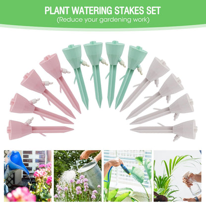 MYMULIKE 12 Pack Self Watering Planter Drip, Slow Watering for Plants Flowerpot, Plant Watering Spikes with Control Valve Switch Automatic Watering System, Plant Watering Devices for Flowerpot Plants