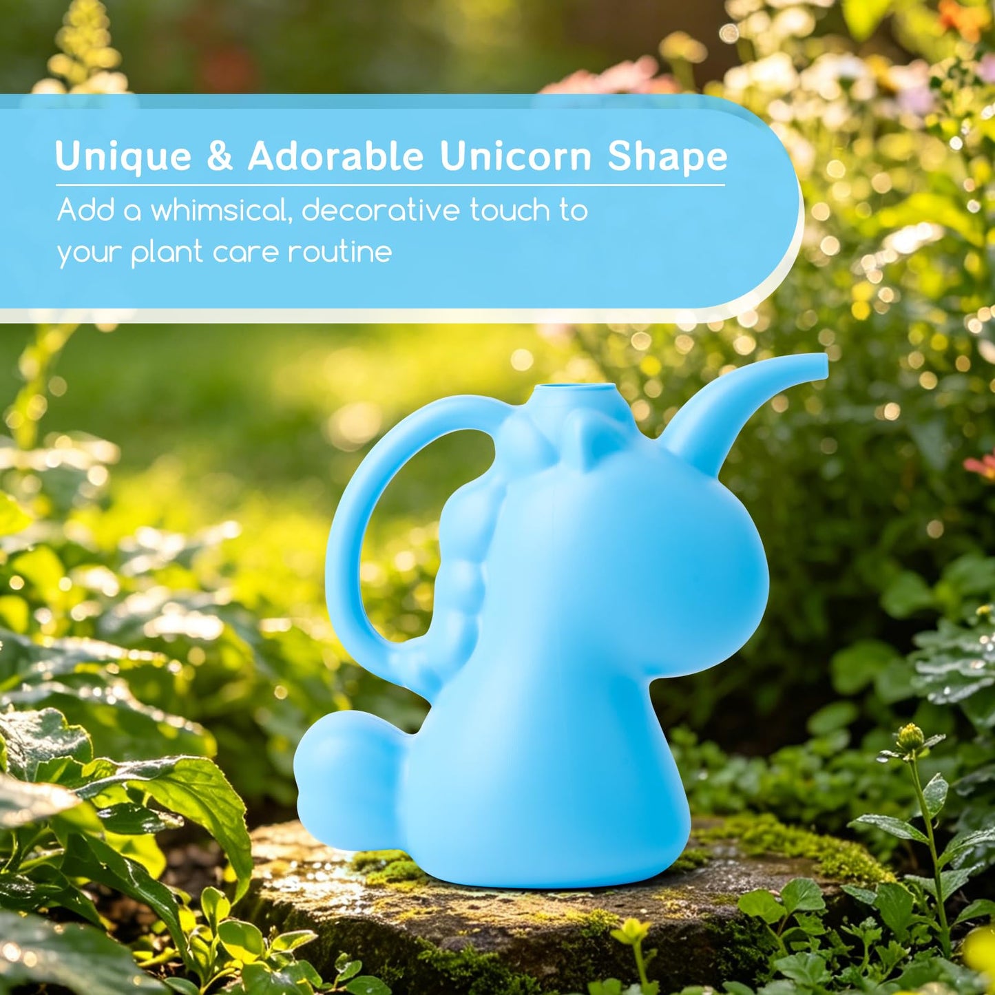 XXXFLOWER Unicorns Indoor Watering Can, 1 L Cute Animal Water Cans, Novelty Unicorns Shape Watering Pot for Office House Indoor Garden（Blue）