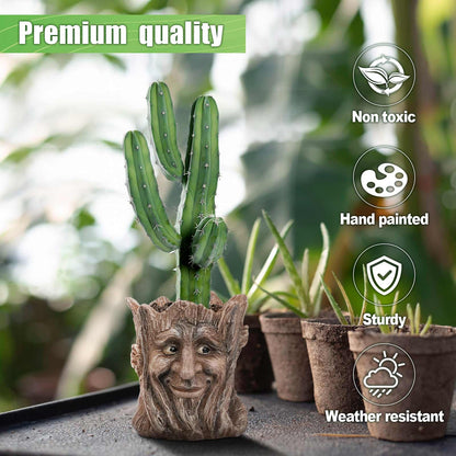 vomiceak Face Planter with Funny Smile - Unique Head Planters for Indoor Outdoor Plants with Drainage Hole, Cute Plant Pots for Succulents, Creative Flower Pots as Gifts for Women and Men (Brown Man)