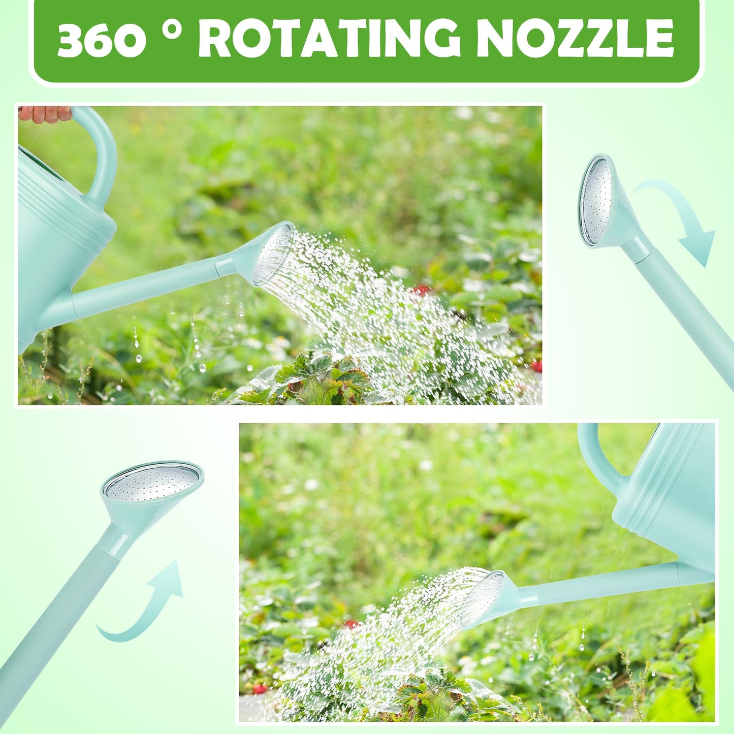 1 Gallon Watering Can for Indoor Plants, Garden Watering Cans for Outdoor Plant House Flower, Modern Plant Watering Can Large Long Spout with Sprinkler Head