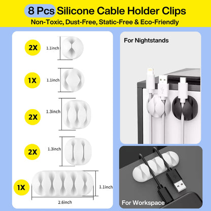 [313Pcs] Cable Management Kit, 67 Adhesive Cable Clips, Topavatop Desk Cord Organizer, 22 Reusable Cable Strap, 4 Cable Sleeve Split, 200 Nylon Cable Zip Ties with 20 Mounts for TV Office Home, White