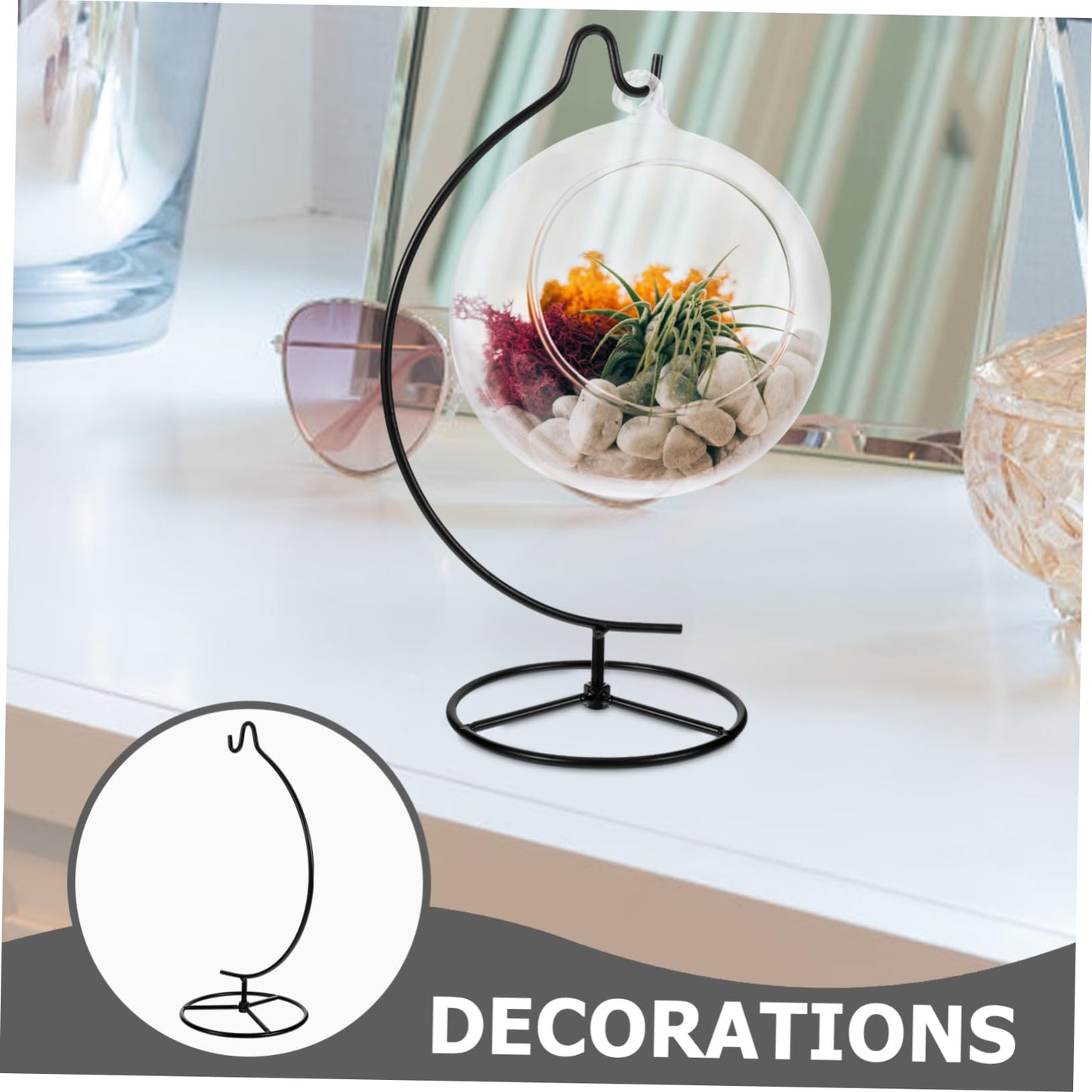 GOOHOCHY Moon Hanger Stand Ornament Display Holder Air Plant Stand Glass Globe Rack