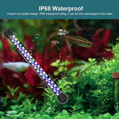 SEAOURA Led Aquarium Light with Timer, Submersible Aquarium Plant Light, Fish Tank Light with Auto On/Off, 3 Lighting Modes, Adjustable Brightness (26.8 in for 28-52inch Planted Tank), 14W