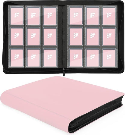 Top Loader Binder for Cards (Clear Window), Holds 288 Cards in 3"x4" Toploaders, Trading Card Binder 9 Pocket for TCG, MTG, YGO, Game Cards, Sports Cards(Pink)