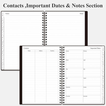 Address Book with Alphabetical Tabs - A5 Telephone & Address Book with Address Contacts, Special Date, Phone, Birthday & Internet Login Password for Home and Office, 6.2" x 8.5", Black
