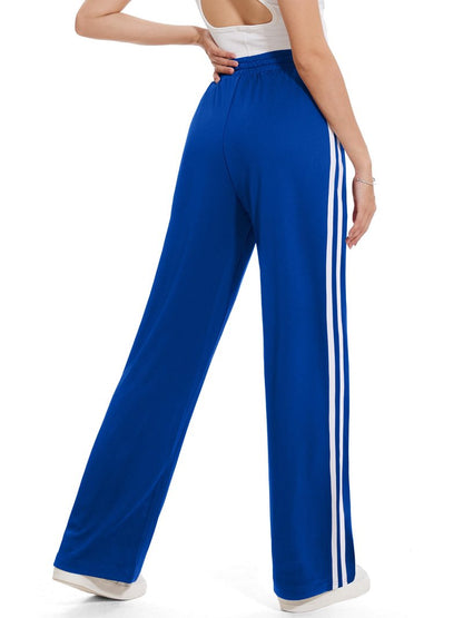 Tapata Tall Women's 34" Inseam Active Track Pants Striped Loose Fit Running Sporty Bottoms Travel Athletic Jogging, Blue, M