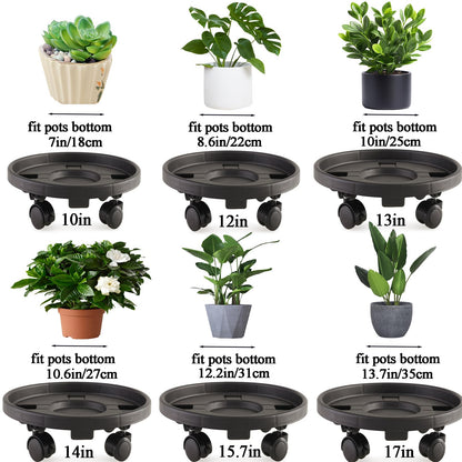 Tulpeed Rolling Plant Stand with Wheels 5 Pack 13 Inch Plant Caddy with Wheels Heavy Duty Plant Dolly Roller Base with Wheels Round Flower Pot Rack Holder Planter Trolley Tray, Black