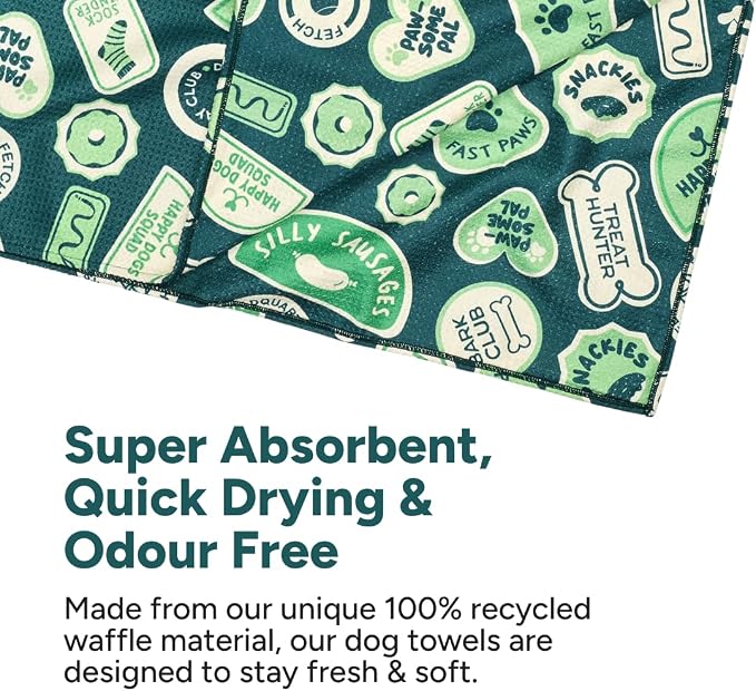 Dock & Bay Pet Towel - Super Absorbent & Quick Drying Dog Towels with Bag - 100% Recycled - Dog & Bay Club, Large (120x70cm, 47x27)