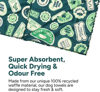 Dock & Bay Pet Towel - Super Absorbent & Quick Drying Dog Towels with Bag - 100% Recycled - Dog & Bay Club, Large (120x70cm, 47x27)