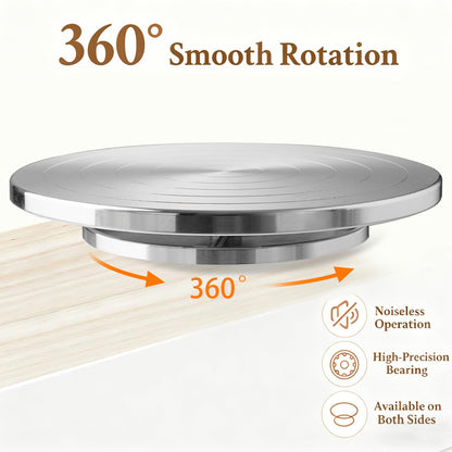 Qiaoxingai 12 Inch Heavy Duty Lazy Susan Turntable, 360° Smooth Rotating Dual Surface Metal Turntable for Kitchen Counter,Cake Decorating, Craft, Display – Aluminum Alloy Spinning Tray