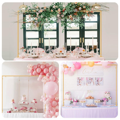 ParseBio Over The Table Rod Stand with Clamps Adjustable 31"-110'' Length 31"-64" Height Gold Table Balloon Arch Stand with Storage Bag, For Valentines Day Party Wedding Anniversary Decoration