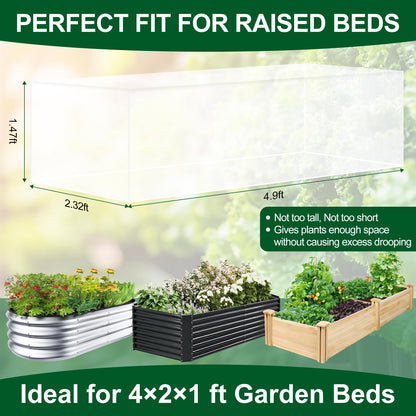 2 Pack Garden Netting for 4x2FT Raised Beds, Ultra-Fine Mesh Plant Covers with Drawstring, Bird, Pest & Small Animal Barrier for Vegetables, Fruits & Flowers