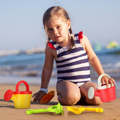 Sosation 24 Pcs Kids Watering Can and Beach Sand Shovel Set 12 Small Plastic Watering Can Bulk 12 Sand Shovels Mini Water Pail with Handle Outdoor Play Toys Child Gardening Tools for Girl Boy Gift