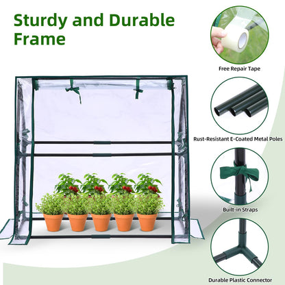 Mini Greenhouse for Indoor Outdoor: Ohuhu Tabletop Portable Green House with Waterproof Pad for Small Plants Nursery Germination, 36"x18"x33" Heavy-Duty Cover Tent Humidity Dome Seedling Accessory