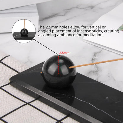HESHIBI Marble Incense Holder Tray Incense Burner Modern Minimalist Home Deco and Desk Incense Holder for Sticks (White Black)