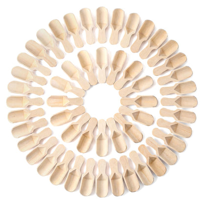 Yiyiring 64 Pcs Mini Wooden Scoop Bulk, 3 Inch Small Wooden Spoon, Mini Bath Salt Scoops Disposable Small Spice Spoons for Jars Sugar Scrubs Spices Bath Salts Tea Coffee Cooking