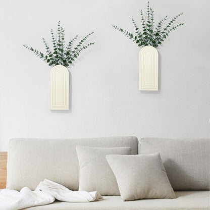 Wooden Wall Art Decor: Wall Vases for Indoor Artificial Plants & Flowers, Wood Wall Hanging Planters for Home Decor - Bathroom, Living Room, Bedroom, Patio (White)