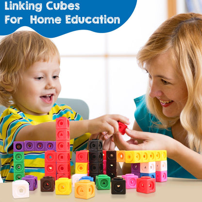 Poen 800 Pcs Linking Cubes for Math Counting Blocks Colorful Manipulatives Cubes Toy Connecting Blocks Education Learning Math Construction Toy for Kids Ages 4-8 Stem Activity