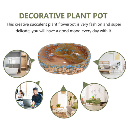 Operitacx 7.48 Inch Ceramic Succulent Pot, Large Succulent Planter for Plant Windowsill Office Desk