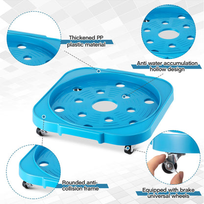 SiliFine 2 Pack 5 Gallon Water Bottle Jug Caddy with 4 Rolling Swivel Casters Wheels 5 Gallon Bucket Dolly for Heavy Duty Garden Flower Pot Movers, Plant Stroller, 11" Inside Diameter (Blue)