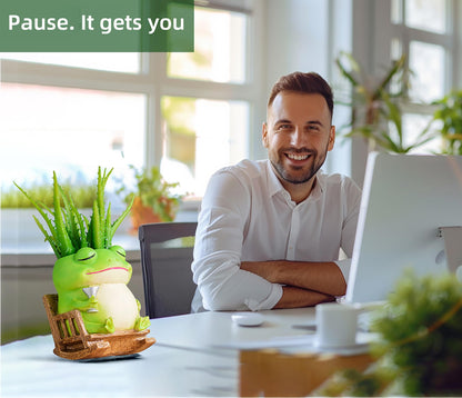 Saysmile Unique Frog Plant Pots Indoor, Cute Small Succulent Pots with Drainage Hole, Rocking Chair Planters for Outdoor Indoor Plants, Resin Flower Pot for String of Pearls, Gift Ideas for Mother