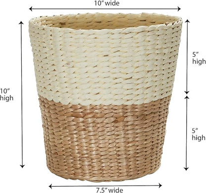 Household Essentials 2-Tone Woven Waste Basket, HandWoven Paper Rope Basket, Sturdy and Flexible, Great for the Bathroom, Office or Bedroom