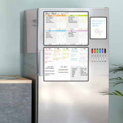 JJPRO Magnetic Dry Erase Chore Chart and Weekly Calendar Set for Fridge-Chore Chart for Multiple Kids,Weekly Planner Board,Family Chore Board for Multiple Kids&Adults,Bonus to-do Whiteboard