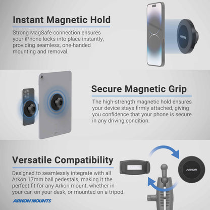 ARKON Mounts Car Vent Phone Mount | 20 Powerful Magnets | Quick 360° Rotation | Stable Vent Mount | Magnetic Phone Holder for Car | Compatible with iPhone, Galaxy, Note, Pixel, & More