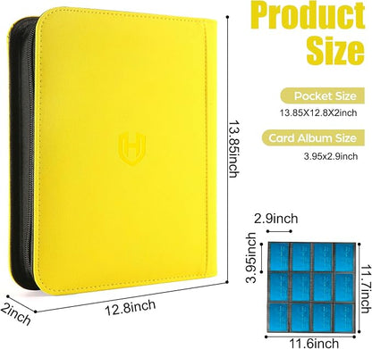 Card Binder 12 Pocket with Zipper, 816 Pockets Trading Card Holder Book, Premium PU Cover Zip Folder Binder, Side Loading Carrying Case Binder Album for TCG, MTG, Sports Cards, Game Cards