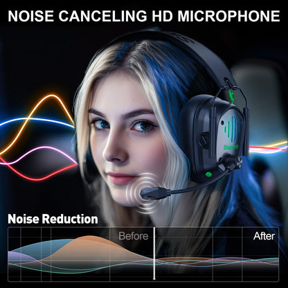 SKAPENDY Wireless Gaming Headset for PS5, PS4, PC, Switch – 2.4GHz & Bluetooth Gaming Headphones with Mic, 3D Stereo Surround Sound, 20ms Low Latency, ENC Noise Canceling, RGB Light, 50H Battery