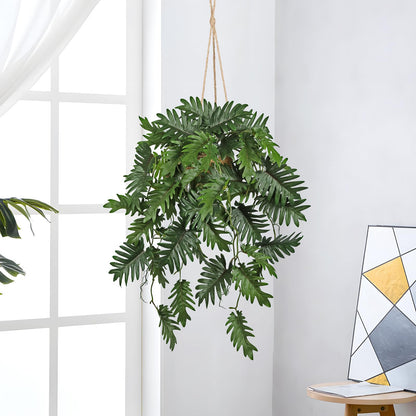 Large Fake Hanging Plants in Pot for Indoor & Outdoor, Long Artificial Monstera Hanging Basket, 27.6" Fake Potted Vines Ivy Greenery Plant for Room Wall Shelf Decor Living Room Bathroom Patio Porch
