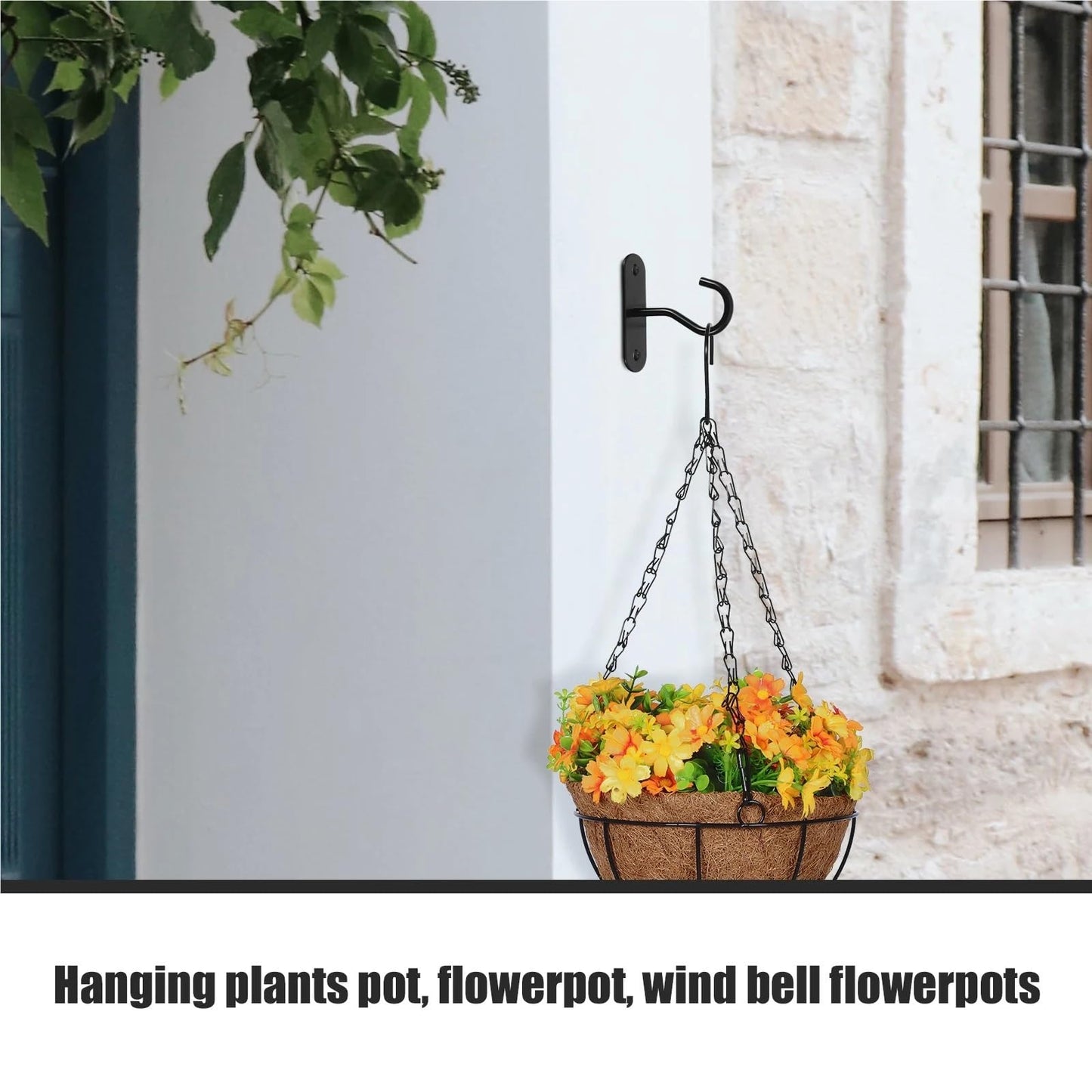 JTJIYN 2Sets Metal Hooks Hanging Brackets for Plants Flowerpot Ceiling Kits Basket Wall Garden Outdoor Plant Hangers for Hanging Lanterns