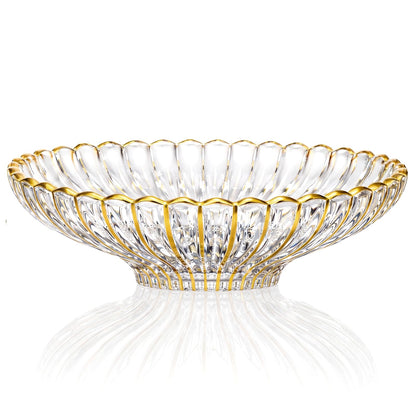 Yiyiring Gold Large Decorative Bowl 11'' Hand-painted Ruffle Decorative Bowl Glass Fruit Bowls Crystal Key Bowls Modern for Counter Home Decoration Table Centerpiece Kitchen Dining Room(Flat)