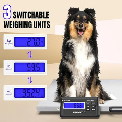Precision Large Dog Scale - 1100lb x 0.2lb Large Breed Animal Livestock Weight Scale, Pet Scale PVC Non-Slip Mat Stainless Steel Platform for Dogs (Smooth Platform)
