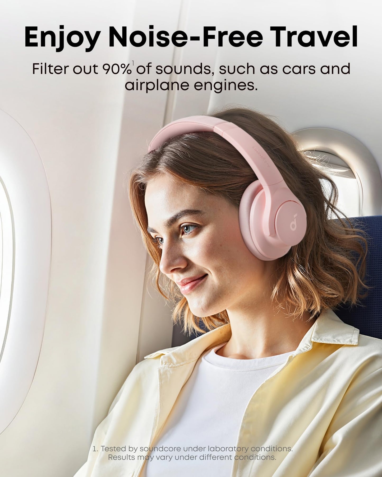 Soundcore by Anker Q20i Hybrid Active Noise Cancelling Headphones, Wireless Over-Ear Bluetooth, 40H Long ANC Playtime, Hi-Res Audio, Big Bass, Customize via an App, Transparency Mode (Pink)