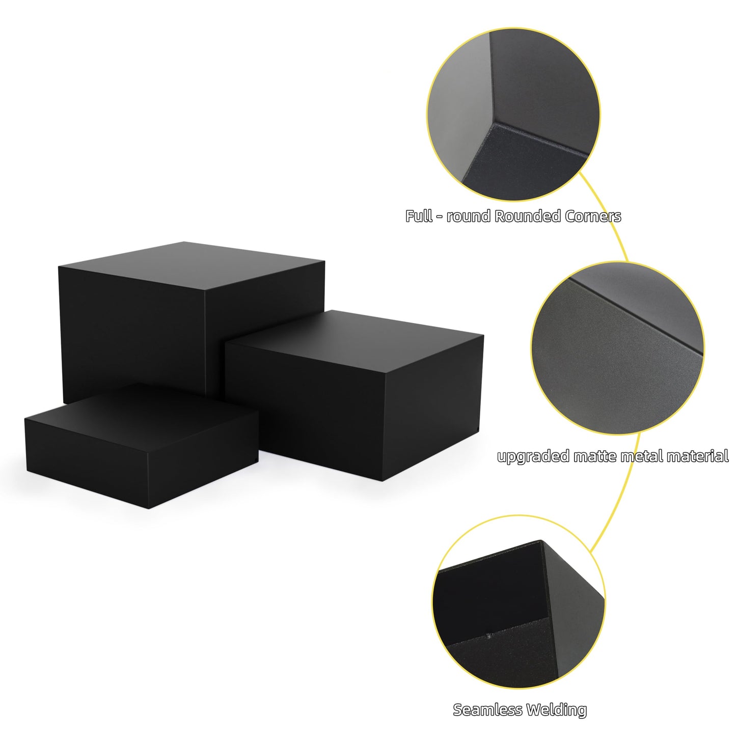 NEETBU Metal Display Stands for Buffet Table - Black & White Cake Risers, Cupcake Stand for Wedding, Party, Catering Supplies, Elegant Food Risers for Displaywith 3Pcs Hollow Bottoms 6''x7''x8''