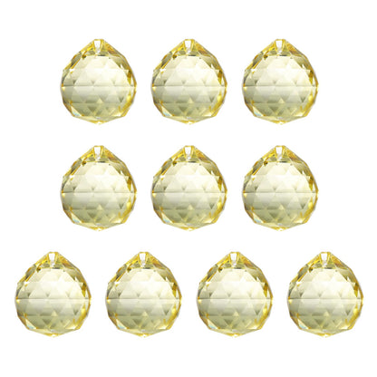 YELARXI Crystal Ball Prisms, Sun Catcher Hanging Prism Sun Catcher Pendant 44mm / 1.73Inch & 10 Pack & Light Yellow-Fitting for (Outdoor/Indoor/Windows/DIY Decor/Feng Shui/Chandelier)