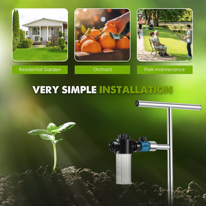 NEWTRY Deep Root Watering Tool, Root Feeder Waterer Irrigator Stainless Steel Tree Watering Spike with Fertilizer Bottle for Plants Trees Shrubs Bushes