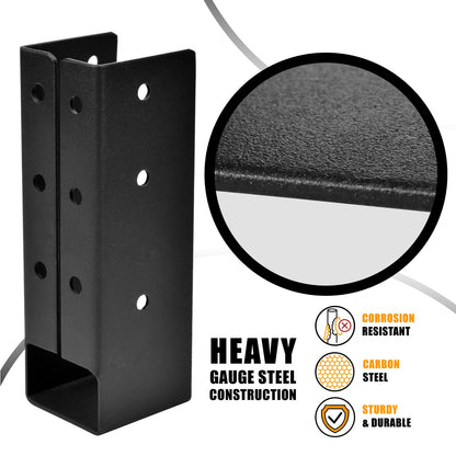 4 Pcs Upgraded Concealed Beam Hangers, 2"x6" Outdoor Concealed Flange, Q235B Steel Frame Bracket, Railing Bracket for Beam, Swing, Handrail, Fence 2"x6" (Black)