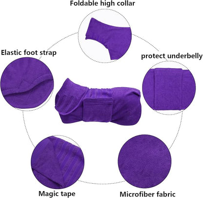 Geyecete Dog Drying Coat - Fast Drying Dog Bath Robe Towel - Microfibre Super Absorbent, Luxuriously Soft - Purple - XXXL