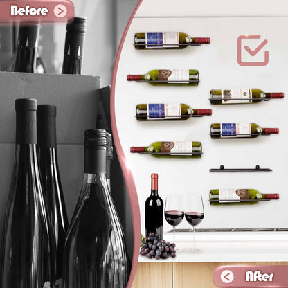 FLstudio Wall Mounted Wine Rack: 8 Bottle Wall Mount Wine Rack for Wine Bottles Display and Storage - Metal Wall Wine Bottle Organizer Holder for Wine Cellar Home Kitchen Bar Decor